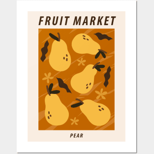 Fruit market, Pears, Retro print, Cottagecore aesthetic, Exhibition art, Boho art, Mid century modern Posters and Art